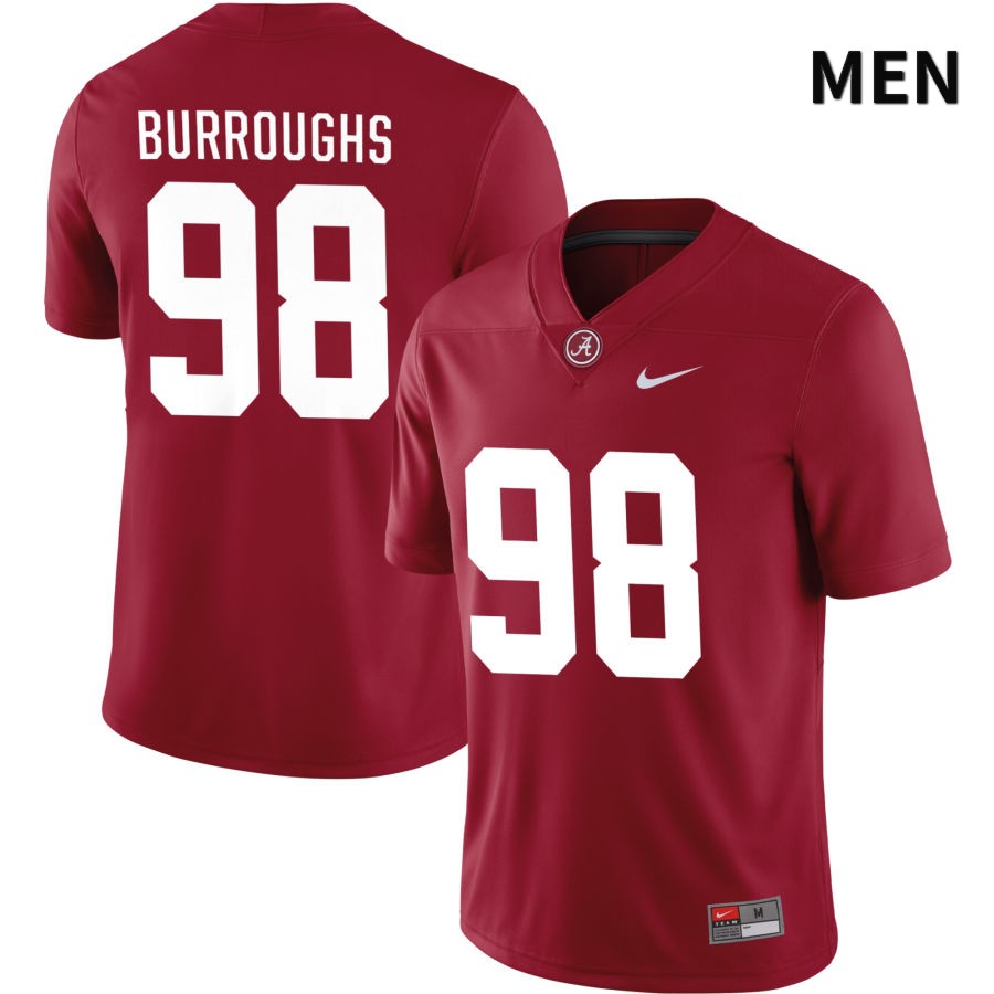 Alabama Crimson Tide Men's Jamil Burroughs #98 NIL Crimson 2022 NCAA Authentic Stitched College Football Jersey ZA16X63JT